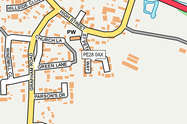 PE28 0AX map - OS OpenMap – Local (Ordnance Survey)