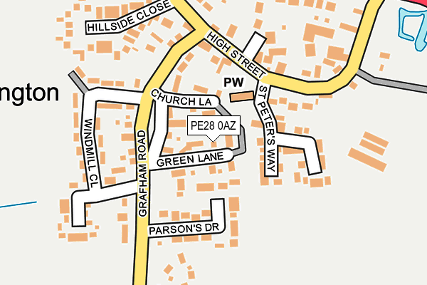 PE28 0AZ map - OS OpenMap – Local (Ordnance Survey)