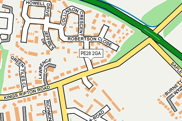 PE28 2GA map - OS OpenMap – Local (Ordnance Survey)