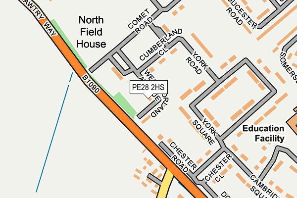 PE28 2HS map - OS OpenMap – Local (Ordnance Survey)