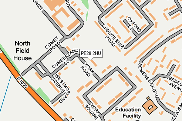 PE28 2HU map - OS OpenMap – Local (Ordnance Survey)