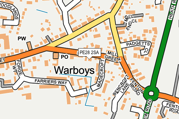 PE28 2SA map - OS OpenMap – Local (Ordnance Survey)