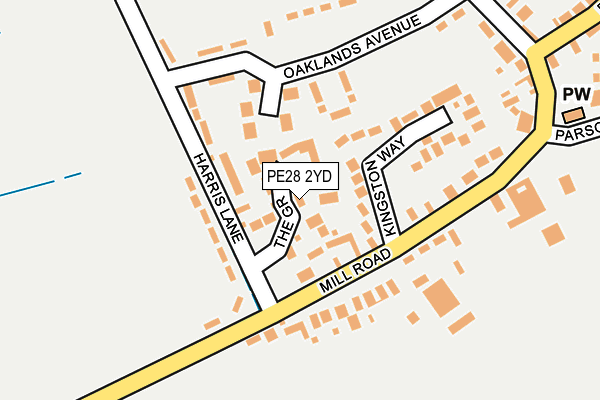PE28 2YD map - OS OpenMap – Local (Ordnance Survey)