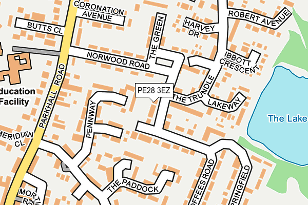 PE28 3EZ map - OS OpenMap – Local (Ordnance Survey)