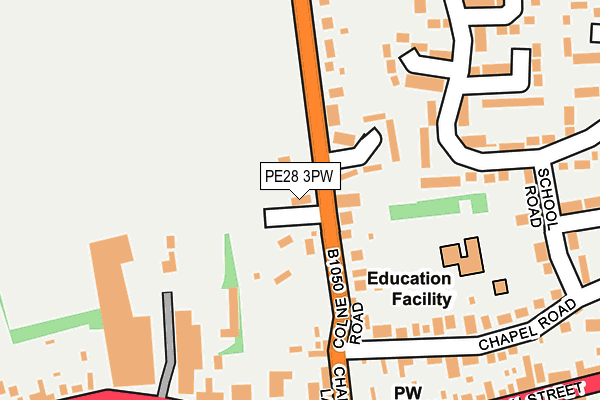 PE28 3PW map - OS OpenMap – Local (Ordnance Survey)