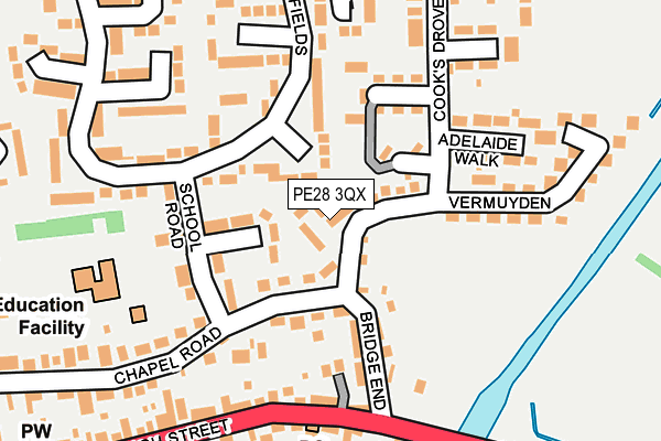 PE28 3QX map - OS OpenMap – Local (Ordnance Survey)