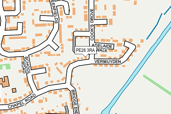 PE28 3RA map - OS OpenMap – Local (Ordnance Survey)
