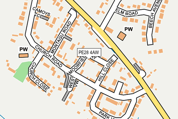PE28 4AW map - OS OpenMap – Local (Ordnance Survey)