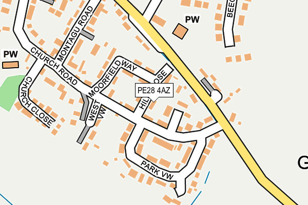 PE28 4AZ map - OS OpenMap – Local (Ordnance Survey)