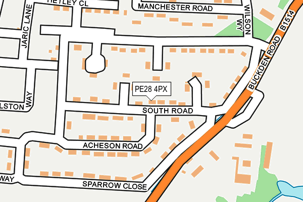 PE28 4PX map - OS OpenMap – Local (Ordnance Survey)