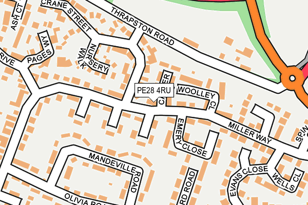 PE28 4RU map - OS OpenMap – Local (Ordnance Survey)