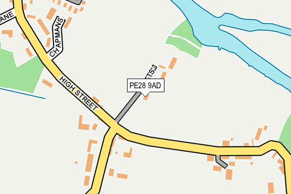 PE28 9AD map - OS OpenMap – Local (Ordnance Survey)
