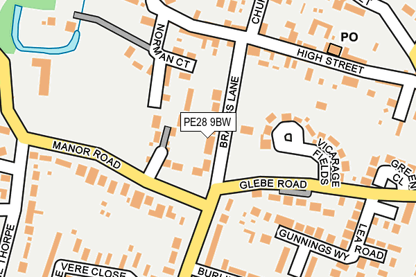 PE28 9BW map - OS OpenMap – Local (Ordnance Survey)