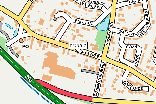 PE28 9JZ map - OS OpenMap – Local (Ordnance Survey)