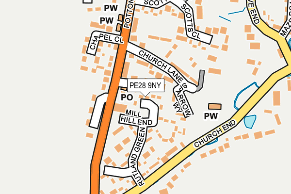 PE28 9NY map - OS OpenMap – Local (Ordnance Survey)