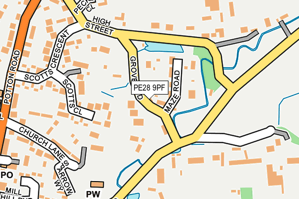 PE28 9PF map - OS OpenMap – Local (Ordnance Survey)