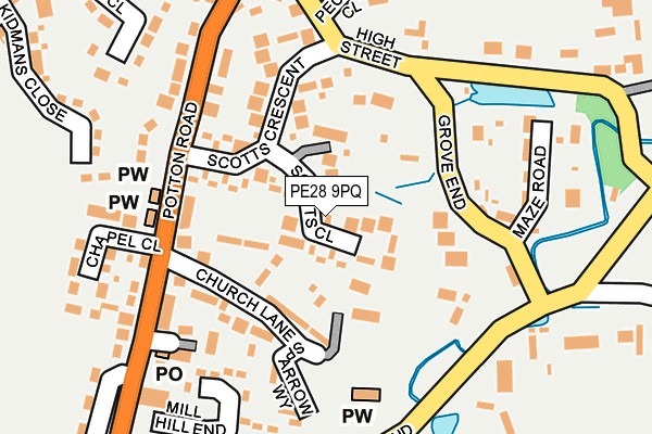 PE28 9PQ map - OS OpenMap – Local (Ordnance Survey)