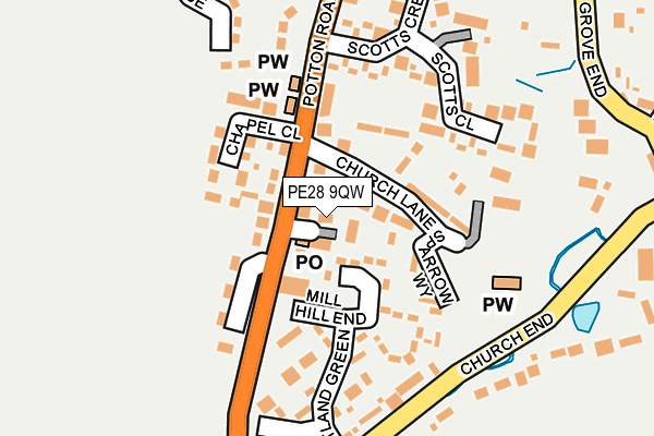 PE28 9QW map - OS OpenMap – Local (Ordnance Survey)
