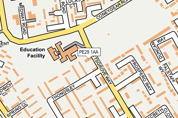 PE29 1AA map - OS OpenMap – Local (Ordnance Survey)