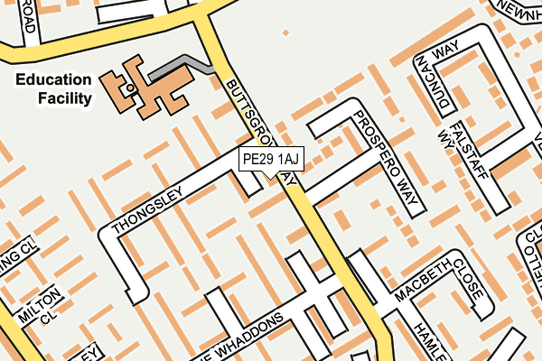 PE29 1AJ map - OS OpenMap – Local (Ordnance Survey)