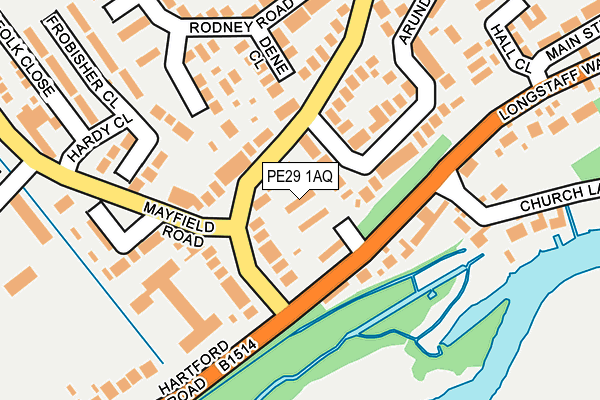 PE29 1AQ map - OS OpenMap – Local (Ordnance Survey)