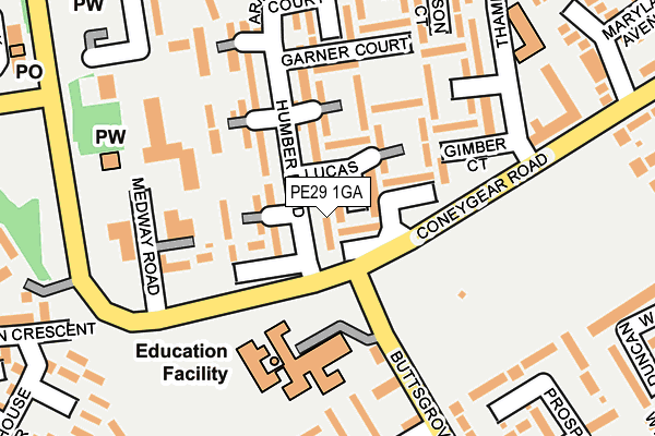 PE29 1GA map - OS OpenMap – Local (Ordnance Survey)