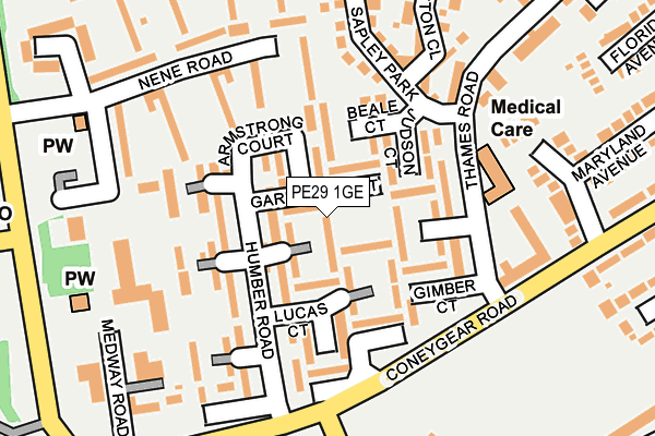 PE29 1GE map - OS OpenMap – Local (Ordnance Survey)