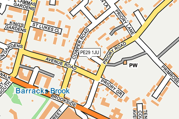 PE29 1JU map - OS OpenMap – Local (Ordnance Survey)