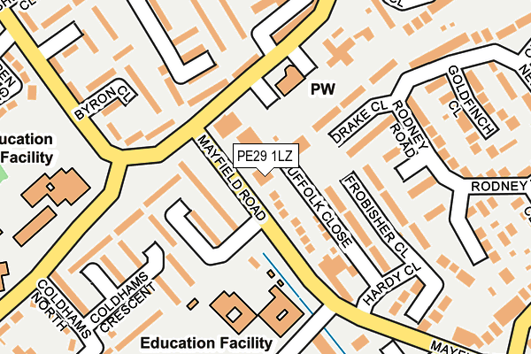 PE29 1LZ map - OS OpenMap – Local (Ordnance Survey)