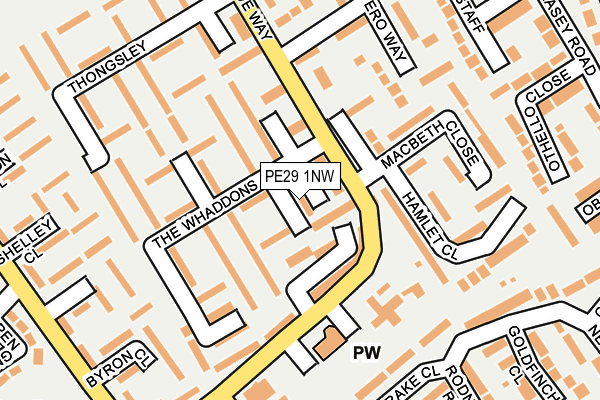 PE29 1NW map - OS OpenMap – Local (Ordnance Survey)