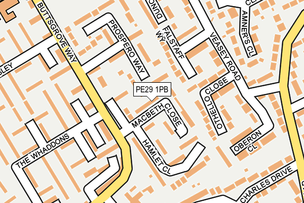 PE29 1PB map - OS OpenMap – Local (Ordnance Survey)
