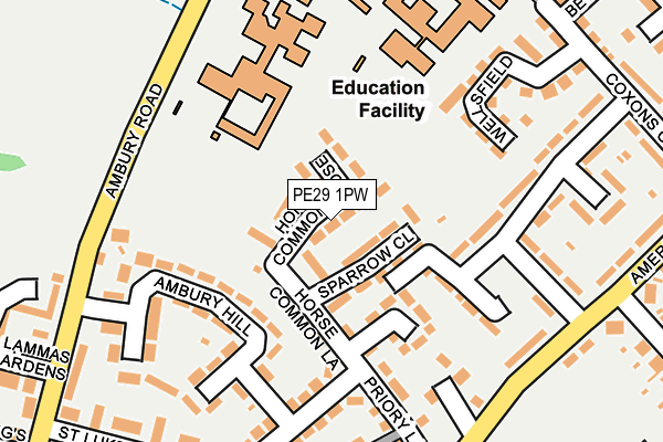 PE29 1PW map - OS OpenMap – Local (Ordnance Survey)