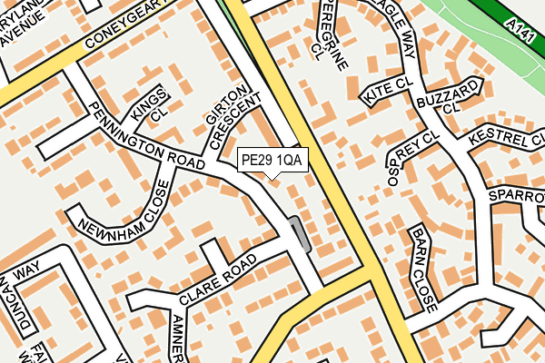 PE29 1QA map - OS OpenMap – Local (Ordnance Survey)