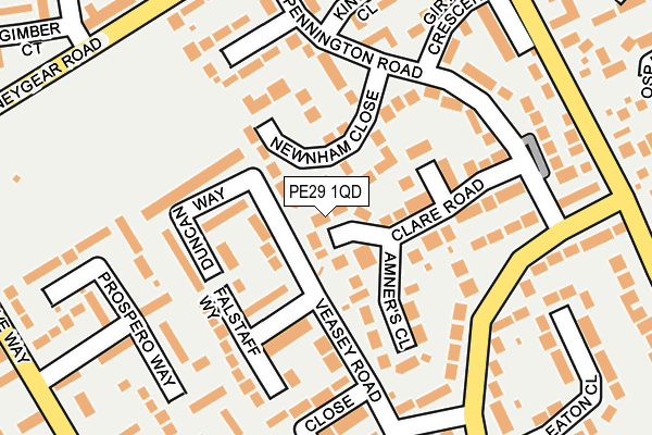 PE29 1QD map - OS OpenMap – Local (Ordnance Survey)