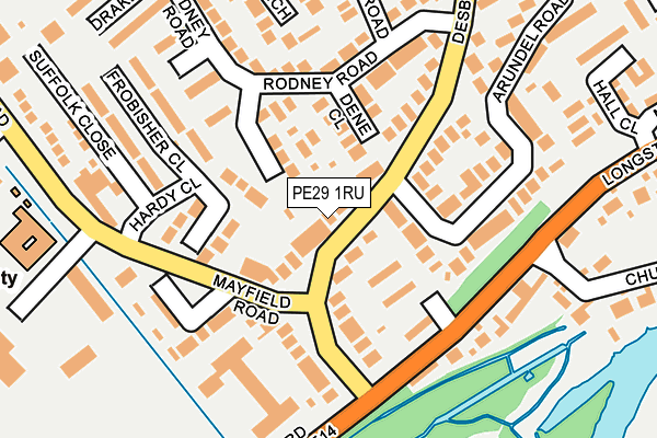 PE29 1RU map - OS OpenMap – Local (Ordnance Survey)