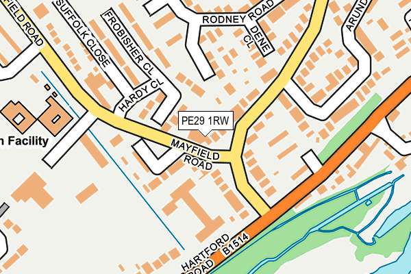 PE29 1RW map - OS OpenMap – Local (Ordnance Survey)