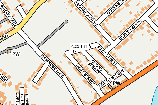 PE29 1RY map - OS OpenMap – Local (Ordnance Survey)