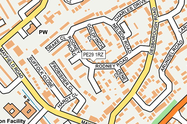 PE29 1RZ map - OS OpenMap – Local (Ordnance Survey)