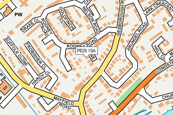 PE29 1SA map - OS OpenMap – Local (Ordnance Survey)