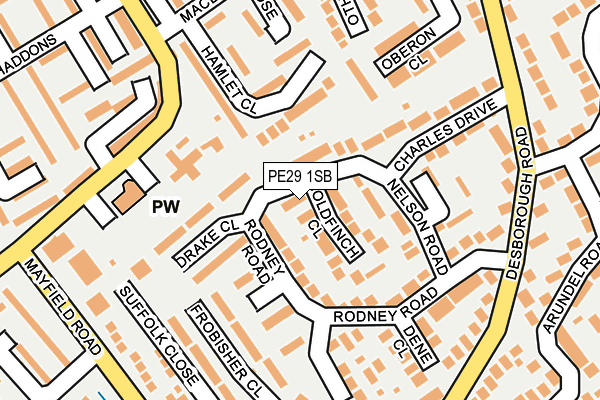 PE29 1SB map - OS OpenMap – Local (Ordnance Survey)