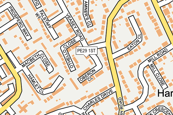 PE29 1ST map - OS OpenMap – Local (Ordnance Survey)