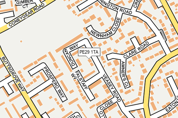 PE29 1TA map - OS OpenMap – Local (Ordnance Survey)