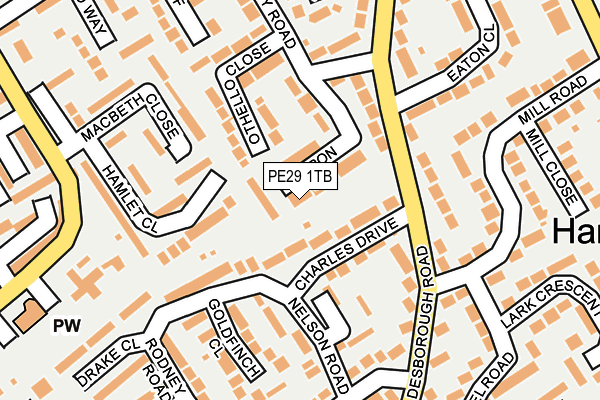 PE29 1TB map - OS OpenMap – Local (Ordnance Survey)