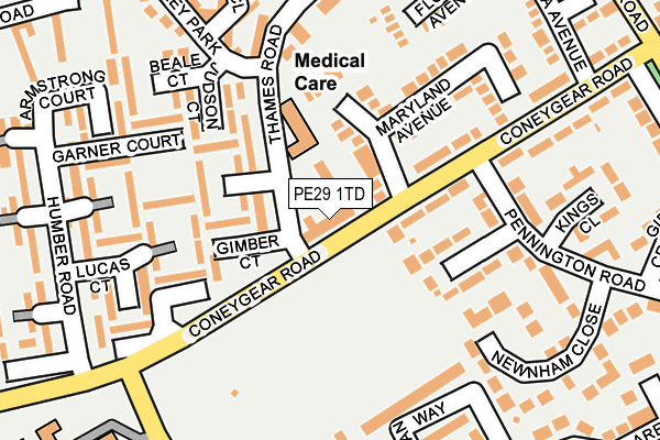 PE29 1TD map - OS OpenMap – Local (Ordnance Survey)