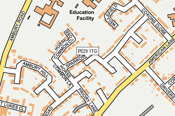 PE29 1TG map - OS OpenMap – Local (Ordnance Survey)