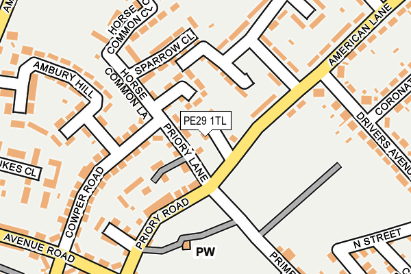 PE29 1TL map - OS OpenMap – Local (Ordnance Survey)