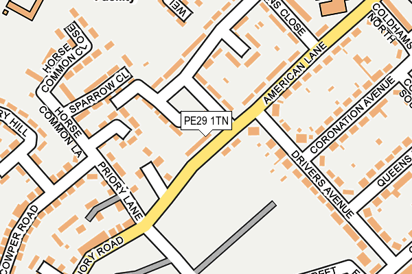 PE29 1TN map - OS OpenMap – Local (Ordnance Survey)