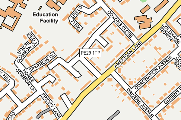 PE29 1TP map - OS OpenMap – Local (Ordnance Survey)