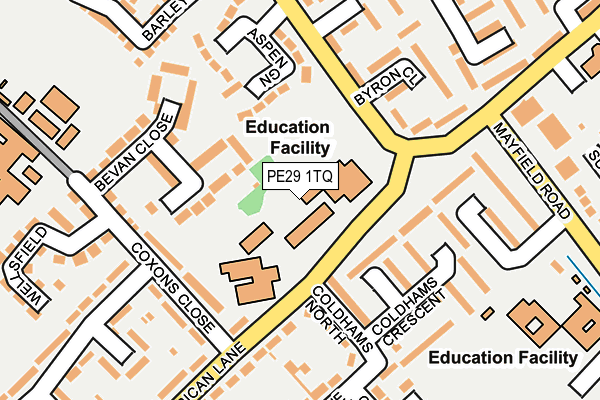 PE29 1TQ map - OS OpenMap – Local (Ordnance Survey)