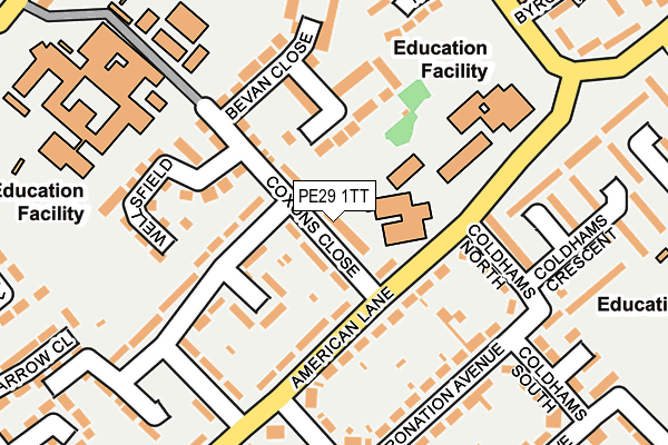 PE29 1TT map - OS OpenMap – Local (Ordnance Survey)